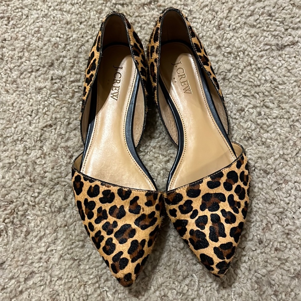 J Crew D’orsay leopard flats